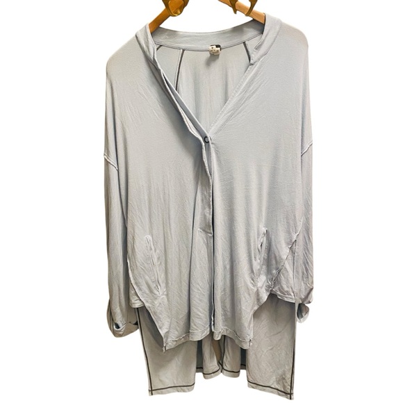 Free People Tops - WE THE FREE Light Blue Oversized Snap Front Pajama Style Top